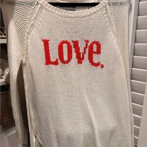 Wooden Ships Cream Sweater with Red Love Design